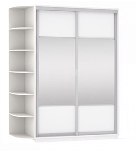 Шкаф 2-створчатый Экспресс (Комби), со стеллажом 1500x600x2400, белый снег в Благовещенске
