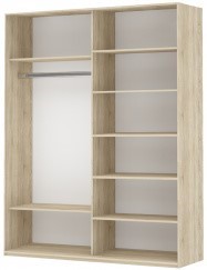Шкаф 2-створчатый Прайм (Зеркало/Белое стекло) 1600x570x2300, бетон в Благовещенске - изображение 1