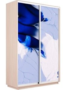 Шкаф 2-х дверный Экспресс 1200x600x2400, Абстракция бело-голубая/дуб молочный в Благовещенске