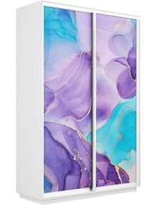 Шкаф 2-х створчатый Экспресс 1600x600x2200, Абстракция фиолетовая/белый снег в Благовещенске
