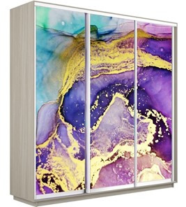 Шкаф 3-створчатый Экспресс 1800х600х2200, Абстракция фиолетово-золотая/шимо светлый в Благовещенске