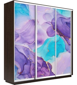 Шкаф 3-створчатый Экспресс 2100х600х2400, Абстракция фиолетовая/венге в Благовещенске