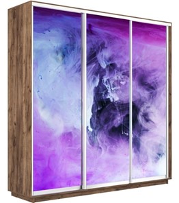 Шкаф 3-х створчатый Экспресс 2400х600х2200, Фиолетовый дым/дуб табачный в Благовещенске - предосмотр