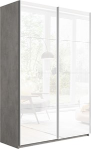 Шкаф 2-створчатый Прайм (Белое стекло/Белое стекло) 1200x570x2300, бетон в Благовещенске - предосмотр