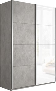 Шкаф 2-дверный Прайм (ДСП/Белое стекло) 1400x570x2300, бетон в Благовещенске