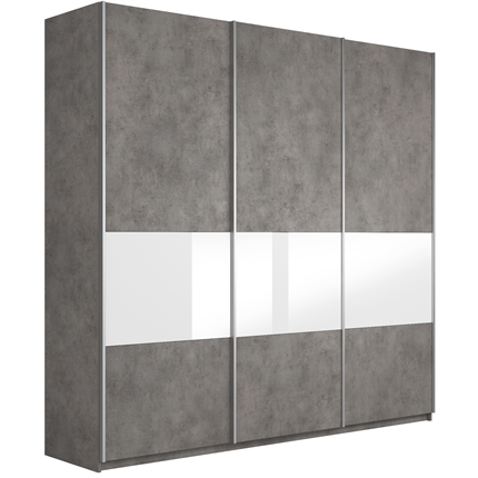 Шкаф Широкий Прайм (ДСП / Белое стекло) 2400x570x2300, Бетон в Благовещенске - изображение