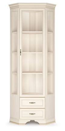 Угловой шкаф-витрина Сиена, Бодега белый / патина золото в Благовещенске - изображение