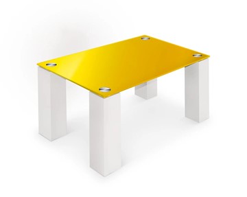 Журнальный стол Колизей-8, белый/желтое стекло в Благовещенске