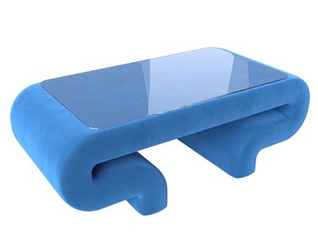 Стеклянный столик Волна, голубой (велюр) в Благовещенске