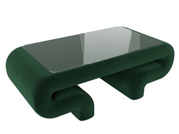 Стеклянный журнальный столик Волна, зеленый (велюр) в Благовещенске