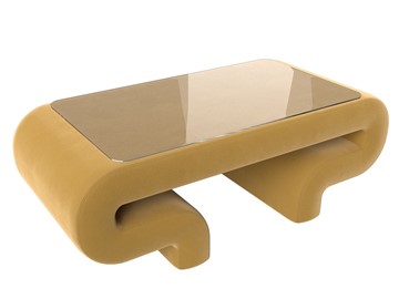 Стеклянный столик в зал Волна, желтый (микровельвет) в Благовещенске