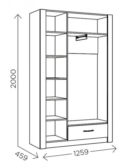 Шкаф гардеробный Ева 5 М2 дуб ирландский/белый матовый в Благовещенске - изображение 2