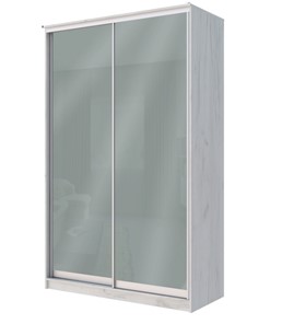 Шкаф 2-х дверный Хит-22-4-12/2-22 с цветным стеклом, средне-серый 074, Дуб крафт белый в Благовещенске