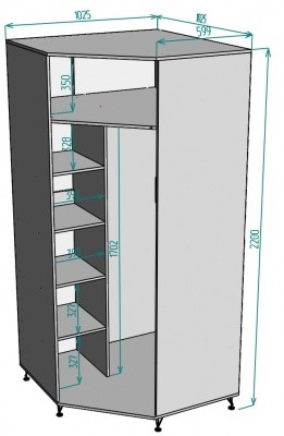Распашной шкаф угловой Лофт H132, Венге в Благовещенске - изображение 1