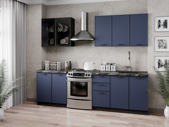 Гарнитур кухонный 2600 Индиго, Черный/Темно-синий в Благовещенске - изображение