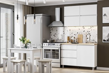 Кухонный гарнитур Токио 1200, белый текстурный/белый текстурный/тростник в Благовещенске - предосмотр