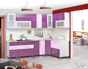 Кухонный угловой гарнитур Мыло 224 2600х1600, цвет Фиолет/Пастель фиолет в Благовещенске