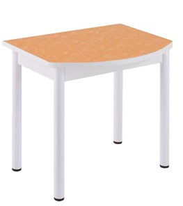 Кухонный пристенный стол НСПГ-02 ПЛ1, цветы манго/белое ЛДСП/36 прямые трубки крашеные белый в Благовещенске