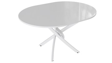 Кухонный раздвижной стол Diamond тип 3 (Белый муар/Белый глянец) в Благовещенске - предосмотр 1