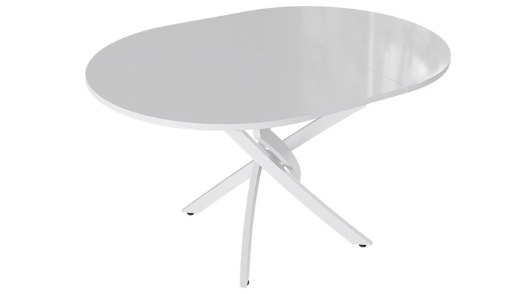 Кухонный раздвижной стол Diamond тип 3 (Белый муар/Белый глянец) в Благовещенске - изображение 1
