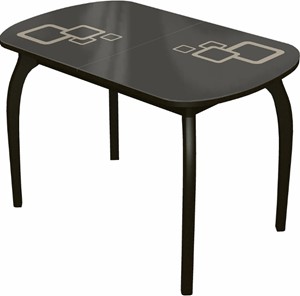 Обеденный раздвижной стол Ривьера мини дерево №1, Рисунок квадро (стекло коричневое/молочный/венге) в Благовещенске