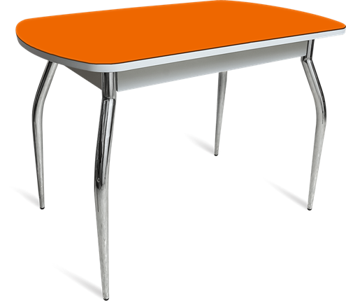 Стол на кухню ПГ-04 СТ белое/оранжевое/хром фигурные в Благовещенске - изображение