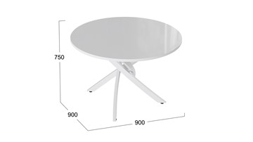 Обеденный стол Diamond тип 2 (Белый муар/Белый глянец) в Благовещенске - предосмотр 1