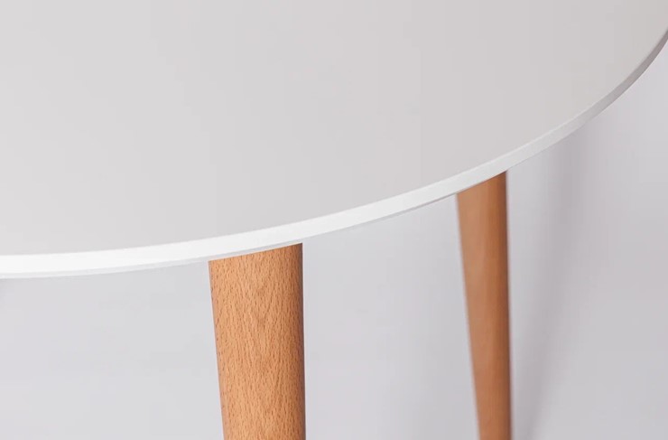 Кухонный стол круглый Белая Эмаль д. 90 см МДФ ножки светлый орех в Благовещенске - изображение 21