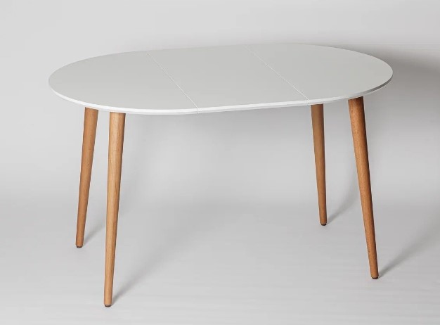 Кухонный стол круглый Белая Эмаль д. 90 см МДФ ножки светлый орех в Благовещенске - изображение 9