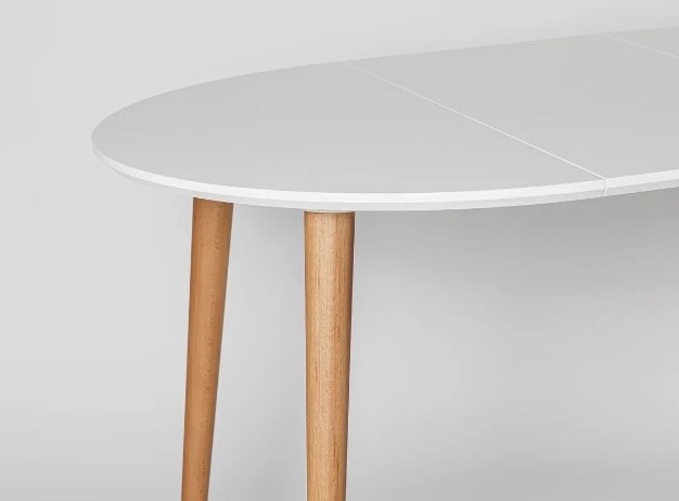 Кухонный стол круглый Белая Эмаль д. 90 см МДФ ножки светлый орех в Благовещенске - изображение 10