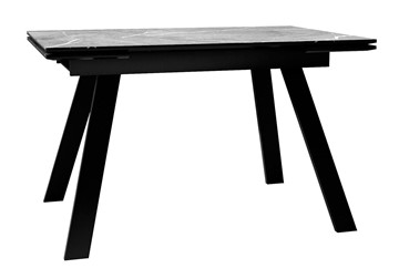 Кухонный стол раздвижной DikLine DKL140 Керамика Серый мрамор/опоры черные (2 уп.) в Благовещенске