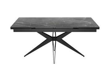Кухонный раскладной стол DikLine KW160 мрамор С45 (керамика черная)/опоры черные в Благовещенске