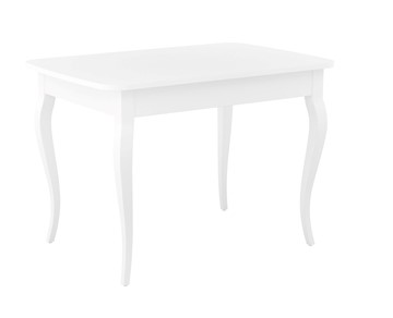 Кухонный стол раздвижной Dikline M110 Белый/стекло белое сатин/ножки MC белые в Благовещенске