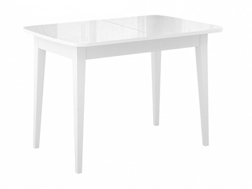 Кухонный стол раздвижной Dikline M110 Белый/стекло белое глянец/ножки MM белые в Благовещенске - предосмотр