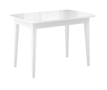 Кухонный стол раскладной Dikline M120 Белый/стекло белое глянец/ножки MM белые в Благовещенске