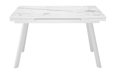 Кухонный раскладной стол DikLine SKA125 Керамика Белый мрамор/подстолье белое/опоры белые (2 уп.) в Благовещенске