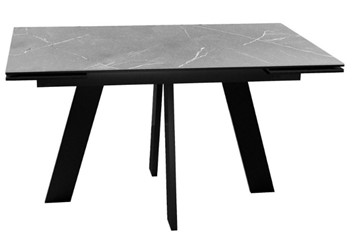 Кухонный раздвижной стол DikLine SKM140 Керамика серый мрамор/подстолье черное/опоры черные (2 уп.) в Благовещенске