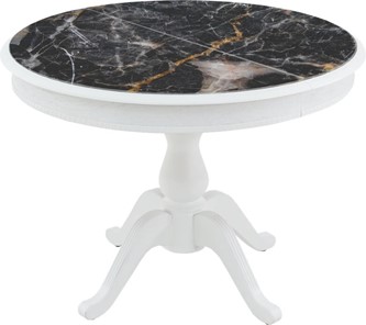 Кухонный раздвижной стол Фабрицио-1 Glass, Круг 1000, фотопечать (Мрамор 10) в Благовещенске
