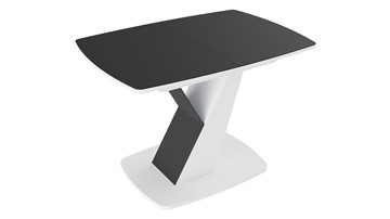 Обеденный раздвижной стол Гарда тип 1, цвет Белый/Стекло матовое черный графит в Благовещенске