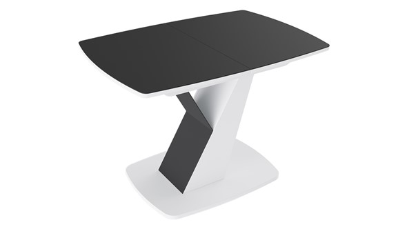 Обеденный раздвижной стол Гарда тип 1, цвет Белый/Стекло матовое черный графит в Благовещенске - изображение