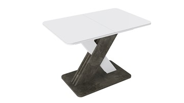 Кухонный раскладной стол Люксембург тип 1 (Белый/Ателье темный/Стекло белое матовое) в Благовещенске