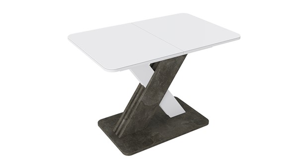 Кухонный раскладной стол Люксембург тип 1 (Белый/Ателье темный/Стекло белое матовое) в Благовещенске - изображение