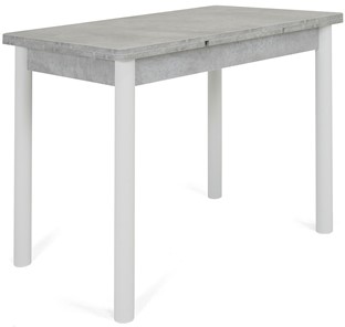 Кухонный стол раскладной Милан-1 EVO, ноги металлические белые, светлый цемент в Благовещенске
