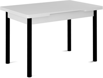 Кухонный стол раскладной Милан-1 EVO, ноги металлические черные, белый цемент в Благовещенске