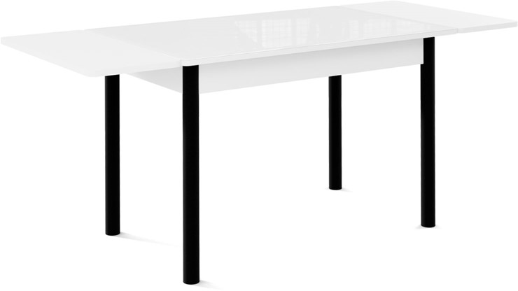 Стол раздвижной Милан-1 EVO, ноги металлические черные, стекло белое/серый в Благовещенске - изображение 1