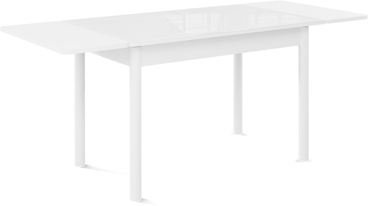 Обеденный раздвижной стол Милан-мини EVO (ноги металлические белые, стекло белое/белый) в Благовещенске - изображение 1