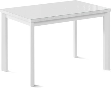 Обеденный раздвижной стол Нагано-2G (ноги металлические белые, стекло cristal/белый цемент) в Благовещенске