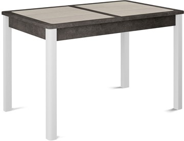 Обеденный раздвижной стол Ницца-1 ПЛ (ноги белые, плитка бежевая/серый камень) в Благовещенске