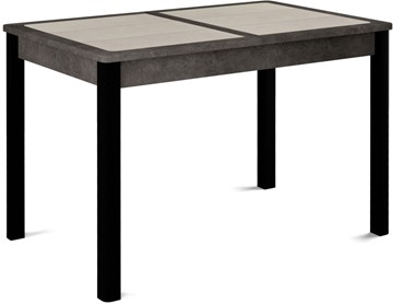 Стол раздвижной Ницца-1 ПЛ (ноги черные, плитка бежевая/серый камень) в Благовещенске