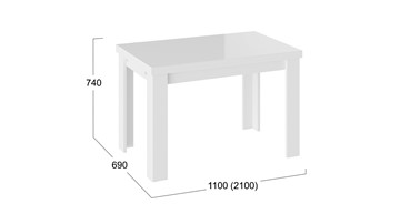 Обеденный раздвижной стол Норман тип 1, цвет Белый/Стекло белый глянец в Благовещенске - предосмотр 2